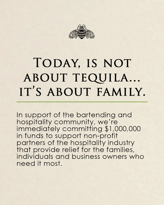 PATRÓN TEQUILA COMMITS $1,000,000 TO SUPPORT BARTENDERS AND THE HOSPITALITY COMMUNITY
