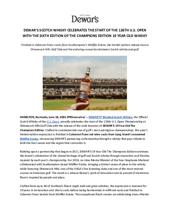 EXTERNAL - Dewar's US Open D19 Press Release - 2026.docx