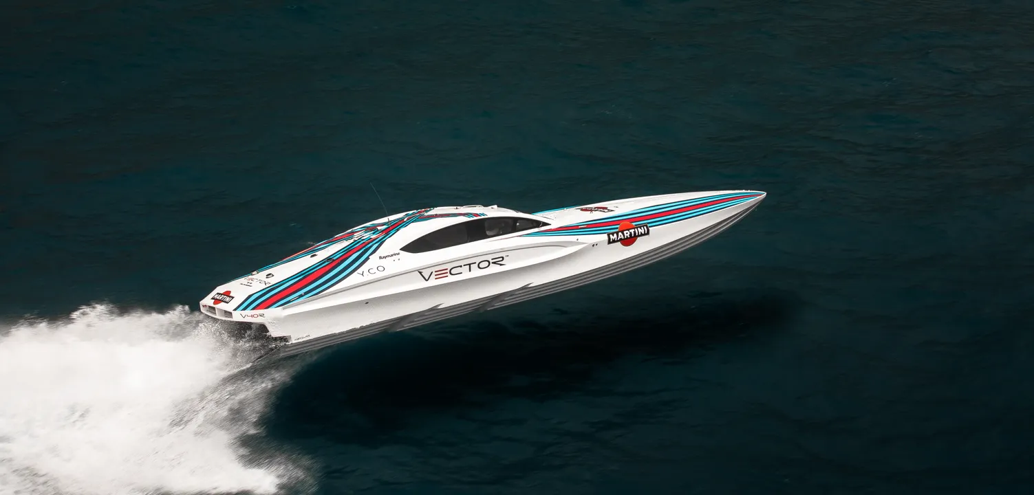 MARTINI®, IN PARTNERSHIP WITH WILLIAMS, UNVEILED THE OFFICIAL VECTOR MARTINI RACING POWERBOAT AHEAD OF THIS WEEKEND’S MONACO GRAND PRIX.