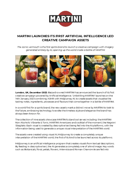 FINAL_Unbottling MARTINI - AI Recipes - Global Press Release (1).docx
