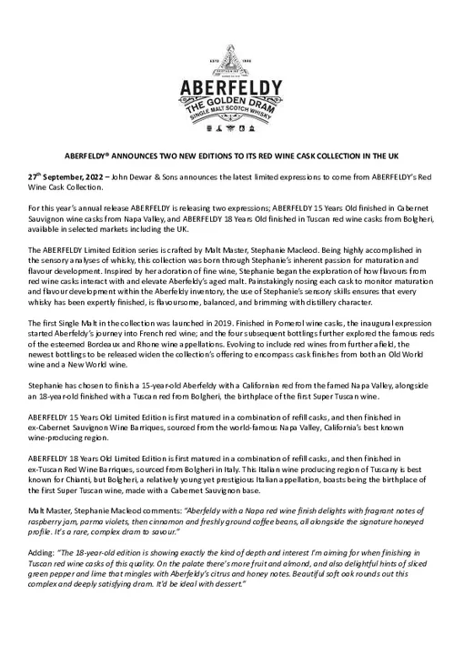 ABERFELDY ANNOUNCES TWO NEW EDITIONS TO ITS RED WINE CASK COLLECTION IN THE UK.docx 1.pdf