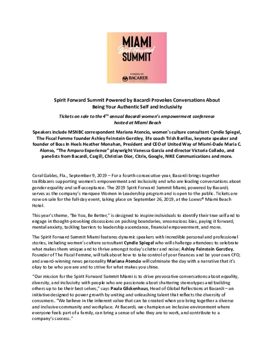 MIAMI SPIRIT FORWARD SUMMIT POWERED BY BACARDI