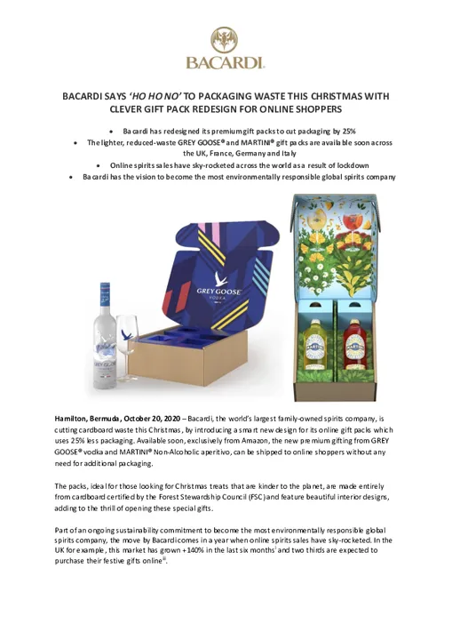 BACARDI SAYS ‘HO HO NO’ TO PACKAGING WASTE THIS CHRISTMAS WITH CLEVER GIFT PACK REDESIGN FOR ONLINE SHOPPERS