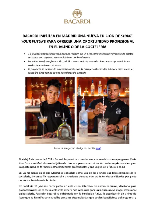 NdP_BACARDI IMPULSA EN MADRID UNA NUEVA EDICIOìN DE SHAKE YOUR FUTURE PARA OFRECER UNA OPORTUNIDAD PROFESIONAL EN EL MUNDO DE LA COCTELERIìA_[49].docx