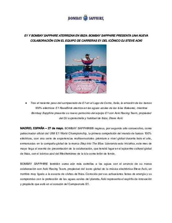 NDP_E1 Y BOMBAY SAPPHIRE ATERRIZAN EN IBIZA- BOMBAY SAPPHIRE PRESENTA UNA NUEVA COLABORACIÓN CON EL EQUIPO DE CARRERAS E1 DEL ICÓNICO DJ STEVE AOKI.docx.pdf